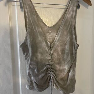 American Eagle Outfitters Soft & Sexy Ruched Tank Top - Gray